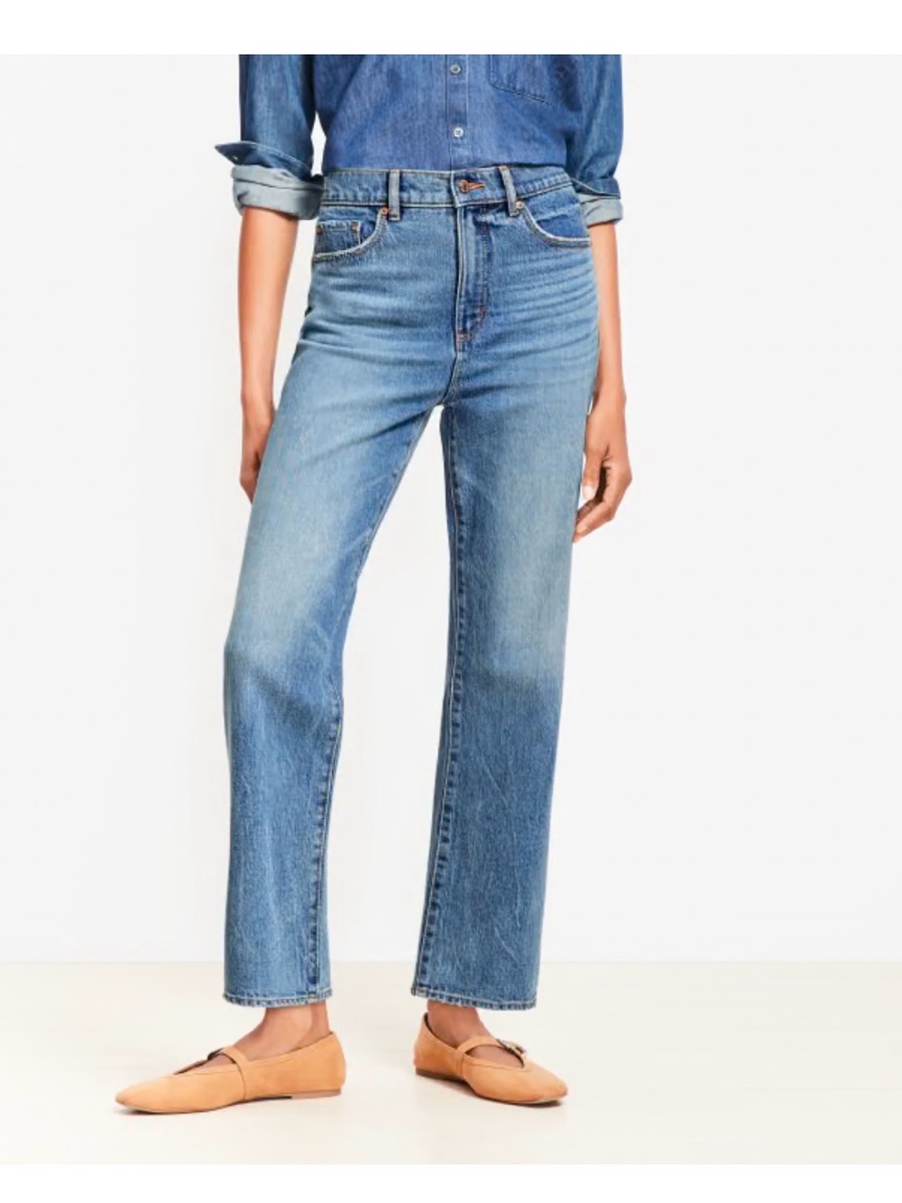 LOFT Curvy High Rise Straight Jean in Authentic Vintage Wash